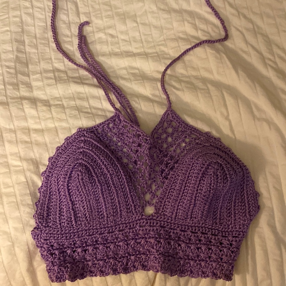 Crocheted halter top in purple